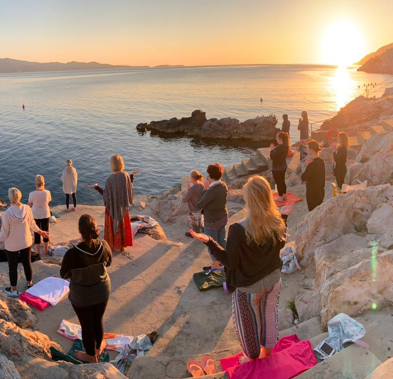 Meditation at sunrise, Hydra, Greece