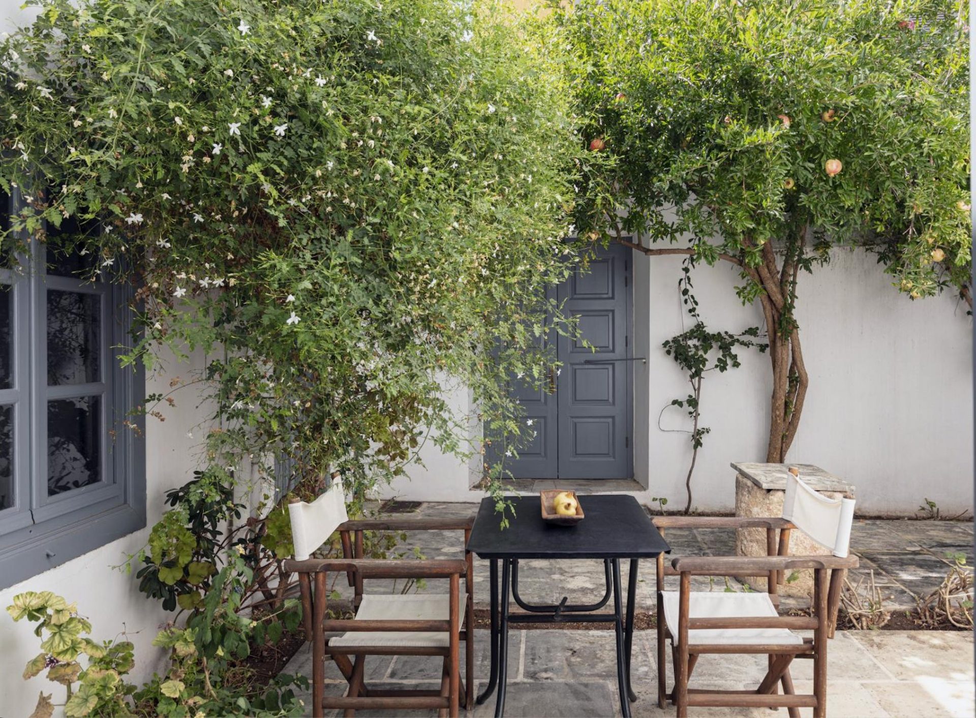 lush greek courtyard