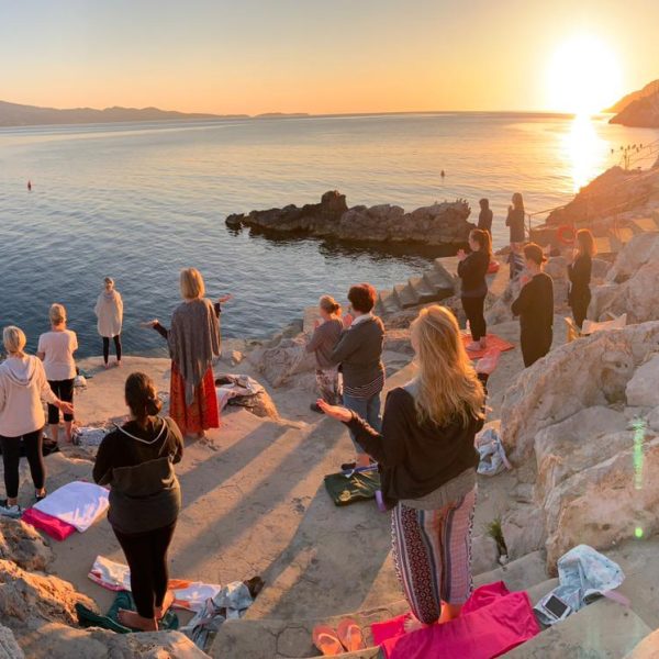 Meditation at sunrise, Hydra, Greece